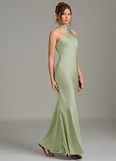 Azazie Jalissa Bridesmaid Dresses Dusty Sage Mermaid One Shoulder Stretch Satin Dress image4