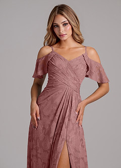 Azazie Dakota Vestidos de damas de honor Vestido de Rosa Polvorienta de Devorado Floral de Corte en A con Vestidos sin tirantes image3