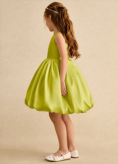 Azazie Nirvana Robe Demoiselle D'honneur Fillette Robe Princesse en Mat Satiné Rayé Citronnelle image4