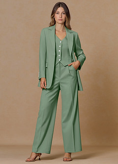 front Rowan Matcha Blazer met verfijnde weefstructuur en functionele eigenschappen