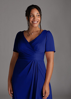 Azazie Bessie Kleider für die Brautmutter A-Linie Plissee Gittergewebe Kleid Königsblau image11