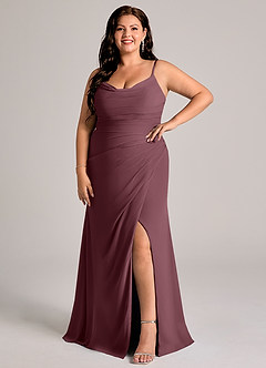 Azazie Deandra Bridesmaid Dresses Sangria Mermaid Pleated Chiffon Dress image9