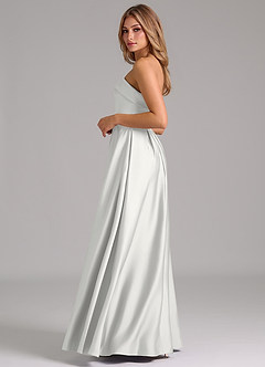 Azazie Lucienne Brudtärnklänningar Klä av A-Linje i Stretch Satin Axelbandslös Vit Konvertibel image3