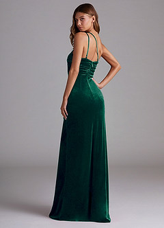 Azazie Eren Bridesmaid Dresses Emerald Sheath One Shoulder Velvet Dress image5