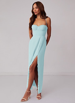Barbie ♥ Azazie Bridesmaid Dresses Sea Glass Sheath Corset Chiffon Dress image2