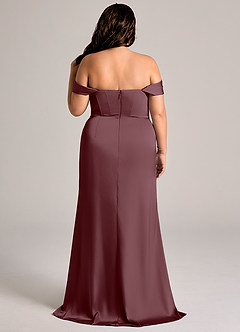 Azazie Johana Bridesmaid Dresses Sangria Mermaid Off the Shoulder Stretch Satin Convertible Dress image9