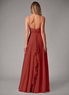 Azazie Amalia Bridesmaid Dresses Terracotta A-Line Pleated Chiffon Dress image6