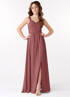 Azazie Evie Junior Amethyst A-Line Pleated Chiffon Dress image1
