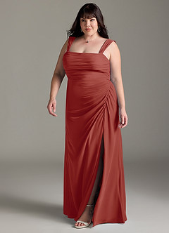 Azazie Jesaphine Robes de demoiselle d'honneur Robe Fourreau en Mousseline de soie Arc Terracotta image12