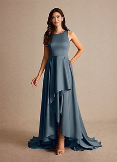 Azazie Niles vestidos de madre de la novia Vestido de Crepúsculo de Satén Elástico de Corte En A con Trenes image8
