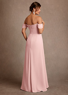 Azazie Amherst Mother of the Bride Dresses Powder Pink A-Line Off the Shoulder Chiffon Dress image3
