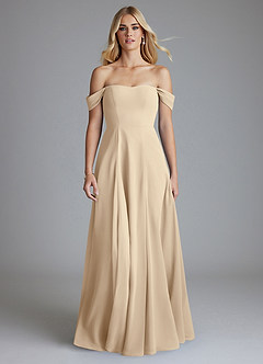 Azazie Seriana Brudtärnklänningar Klä av A-Linje i Chiffong Av axeln Champagne image5