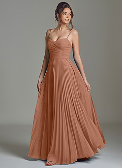 Azazie Catie Brautjungfernkleider A-Linie Herzausschnitt Chiffon Kleid Bronzer image5