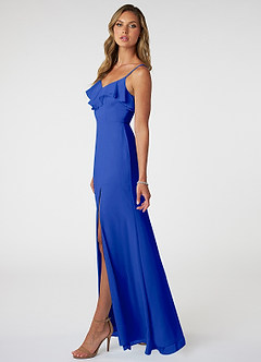 Azazie Natalia Bridesmaid Dresses Royal Blue A-Line Chiffon Dress image3