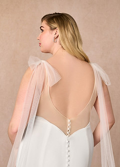 Azazie Sharen Robes de mariée Robe Sirène en Crêpe Élastique Diamant Blanc Champagne image6