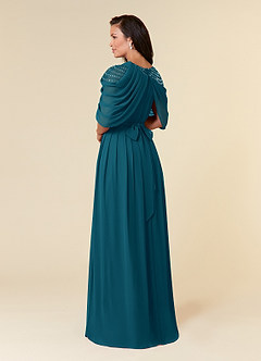 Azazie Olena Mother of the Bride Dresses Ink Blue A-Line Sequins Chiffon Dress image4