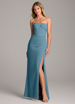 Azazie Chantel Jurken voor bruidsmeisjes Converteerbaar Jurk van Chiffon met Kolom Strapless Bermuda image1