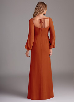 Azazie Charissa Bridesmaid Dresses Paprika Sheath Long Sleeve Chiffon Dress image6