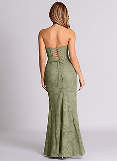 Azazie Sorrel Bridesmaid Dresses Pistachio Mermaid Corset Floral Burnout Convertible Dress image2