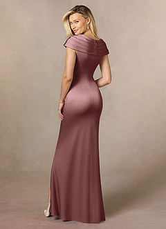 Azazie Anderson Mother of the Bride Dresses Vintage Mauve A-Line Pleated Stretch Satin Dress image5