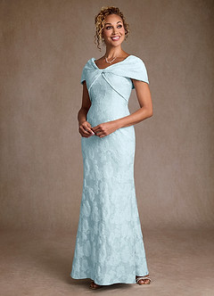 Azazie Amallia Mother of the Bride Dresses Pale Blue Jacquard Mermaid Off the Shoulder Floral Jacquard Dress image3