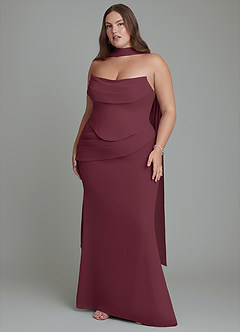 Azazie Sorrel Robes de demoiselle d'honneur Robe Sirène en Mousseline de soie Corset Cabernet image9