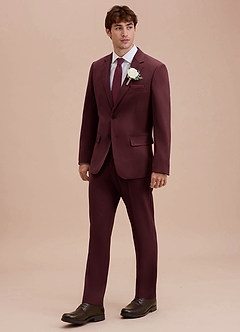 front Ethan Cabernet Refined Weave Suit