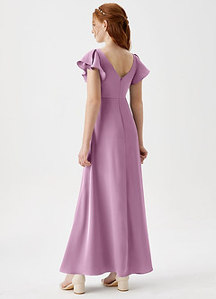Azazie Omari Junior Wisteria A-Line Pleated Stretch Satin Dress image2