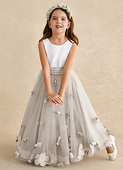 Azazie Vi Flower Girl Klänningar Klänning A-Line i Tyll Ärmlös image6