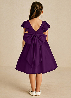 Azazie Kaeya Flower Girl Dresses Grape A-Line Bow Tulle Dress image1