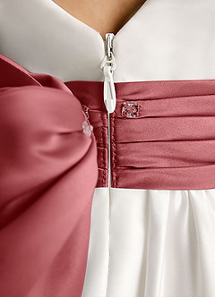 Azazie Sosie Flower Girl Dresses Ivory Antique Rose A-Line Pleated Matte Satin Dress image6