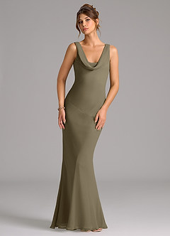 Azazie Rylina Bridesmaid Dresses Willow Green Mermaid Pleated Chiffon Dress image1