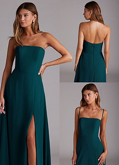 Azazie Wren Abiti da Damigella Abito Convertibile A-Line in Chiffon Spacco Laterale Pino image9