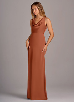 Azazie Wrenlee Bridesmaid Dresses Cedar Rose A-Line Stretch Satin Dress image3