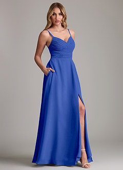 Azazie Terese Bridesmaid Dresses Royal Blue A-Line Pleated Chiffon Dress image6