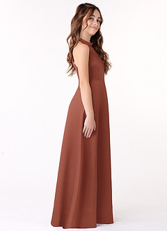 Azazie Laurel Junior Auburn A-Line Stretch Satin Dress image2