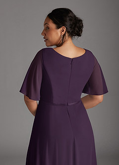 Azazie Tricia Mother of the Bride Dresses Plum A-Line V-Neck Pleated Chiffon Dress image12