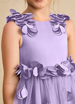 Azazie Atta Flower Girl Dresses Lilac A-Line One Shoulder Tulle Dress image5