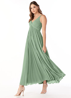 Azazie Raychelle Bridesmaid Dresses Matcha A-Line V-Neck Chiffon Dress image3
