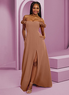 Barbie ♥ Azazie Bridesmaid Dresses Bronzer A-Line Off the Shoulder Chiffon Convertible Dress image1