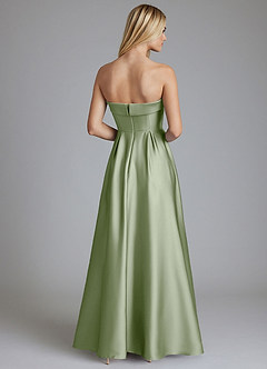 Azazie Lucienne Vestidos de damas de honor Vestido de Salvia Polvorienta de Satén Elástico de Corte en A Convertible con Sin tirantes image2