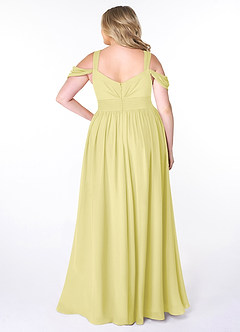 Azazie Lianne Bridesmaid Dresses Lemon Sorbet A-Line Off the Shoulder Chiffon Dress image2