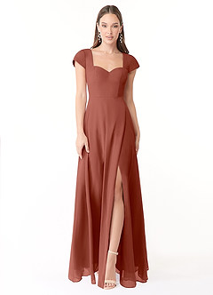 Azazie Hainsly Bridesmaid Dresses Auburn A-Line Sweetheart Neckline Chiffon Dress image1