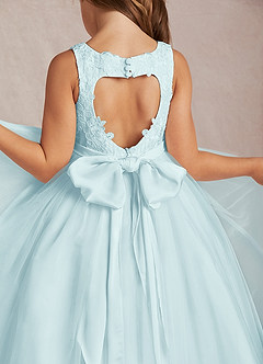 Azazie Calla Flower Girl Dresses Sea Glass Ball-Gown Lace Tulle Dress image4