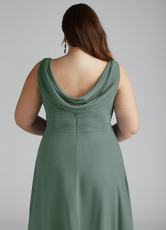 Azazie Karina Bridesmaid Dresses Eucalyptus A-Line Pleated Chiffon Dress image10