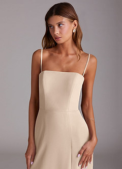 Azazie Wren Bridesmaid Dresses Taupe A-Line Strapless Chiffon Dress image2