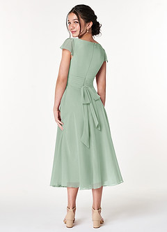 Azazie Payton A-Linie Schleifen Chiffon Kleider Agave image2