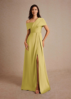 Azazie Milton Suknie dla Matki Panny Młodej Linia A Pofałdowany Satyna elastyczna Długość podłogi Sukienka image5