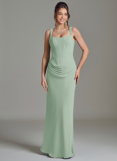 Azazie Niamh Abiti da Damigella Abito Sirena in Chiffon Corsetto Agave image5