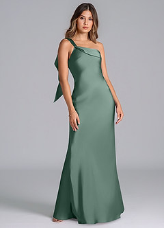 Azazie Driea Brudtärnklänningar Klä av Sjöjungfru i Stretch Satin Ena axeln Eukalyptus image7